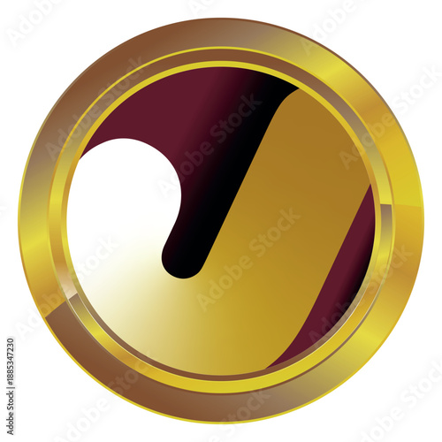 Gold label on a white background