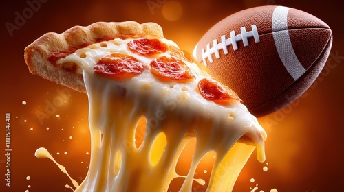 Wallpaper Mural Pepperoni Pizza Slice and American Football for Game Day Party Torontodigital.ca