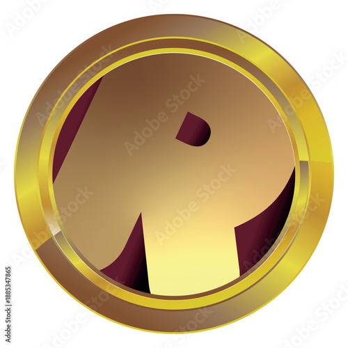 Gold label on a white background