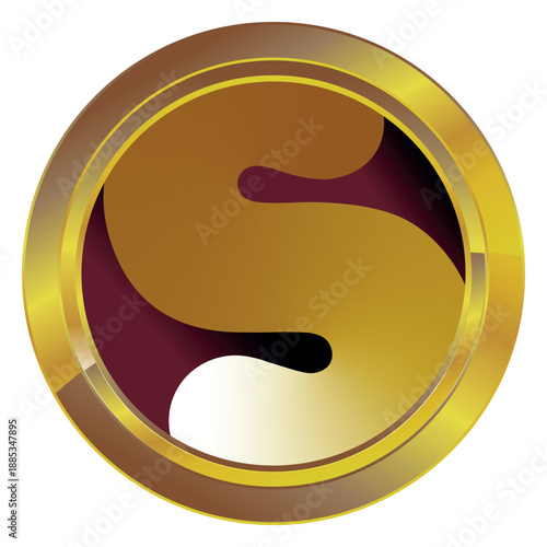 Gold label on a white background