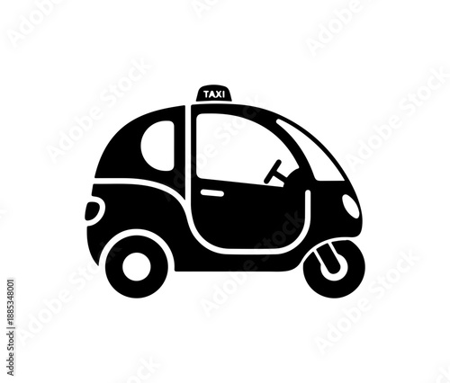 Taxi Vehicle Icon in Black and White