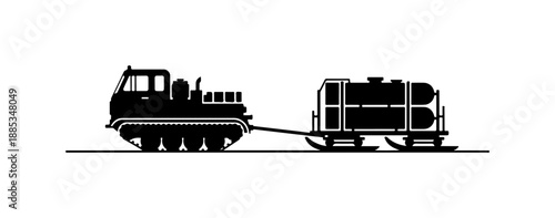 Vintage Train Engine with Tanker Car