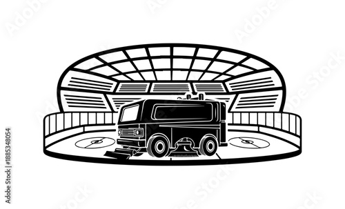 Illustrated RV Inside a Covered Parking Area