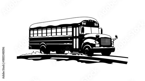 School Bus on Railroad Tracks