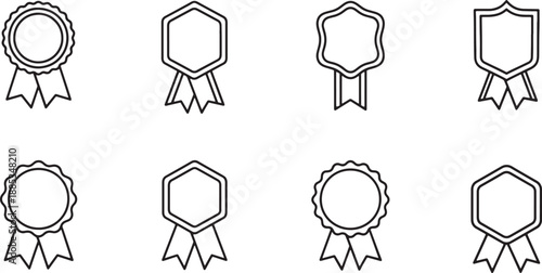 Collection of various badge and ribbon templates for awards and recognition