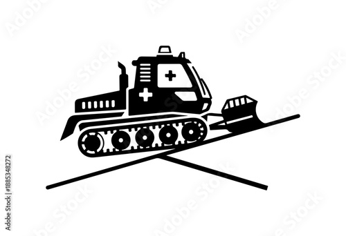 Black and White Tractor Illustration