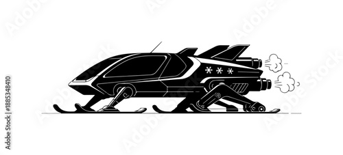 Abstract black and white vector horse design styled like a fast racing car icon