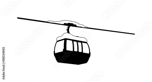 Cable Car Illustration with Detailed Trace