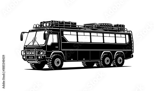 Black Fire Truck with Ladder and Equipment