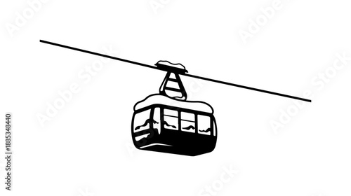 Illustrated Cable Car in Motion