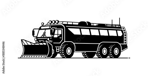 Snow Plow Bus Clearing Winter Roads