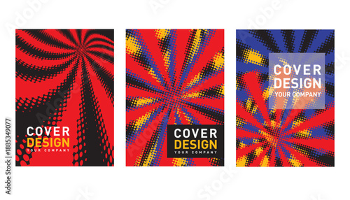 Modern corporate brochure cover design with place for text, Op Art, Pop-Art style