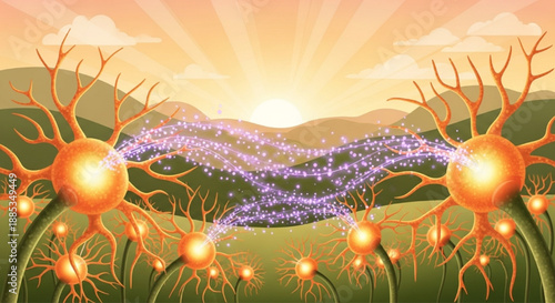 Biological Neurons Growing Like Wildflowers