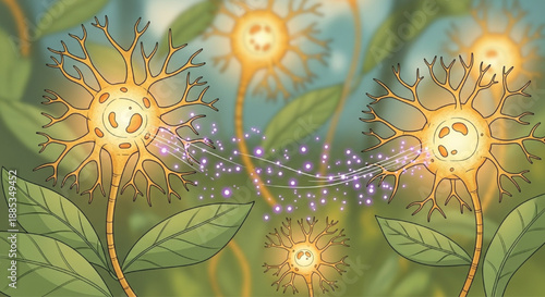 Biological Neurons Growing Like Wildflowers