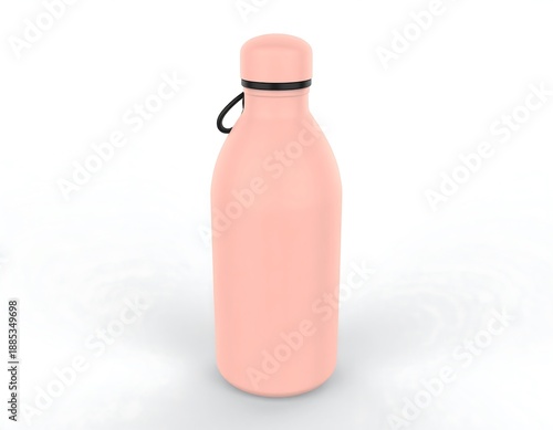 Vibrant pink insulated water bottle with black accents and carry loop