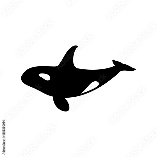 Silhouette of an Orca Killer Whale Isolated on a White Background