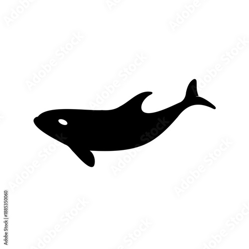 Black Silhouette Illustration of a Killer Whale on a White Background