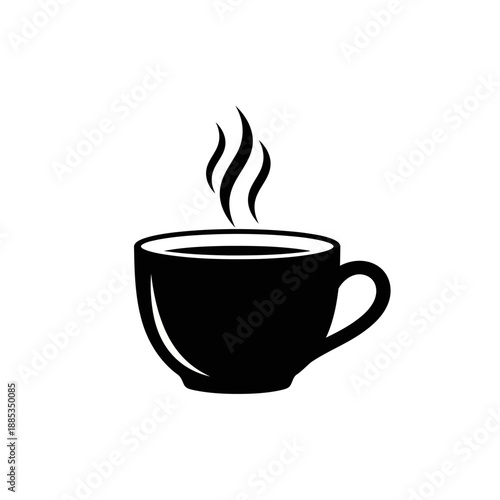 A simple black coffee cup with steam rising from it