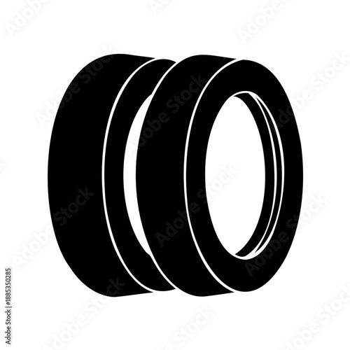 Three dimensional illustration of ring or cylinder shapes in black and white
