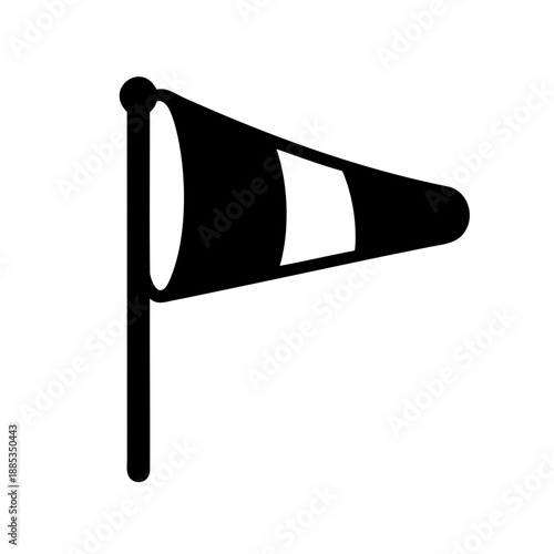 Wind direction indicator, showing the direction of the wind, black on white