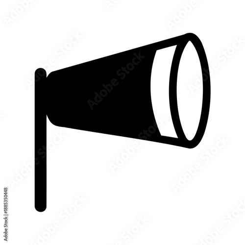 Black windsock showing the current wind direction and approximate wind speed