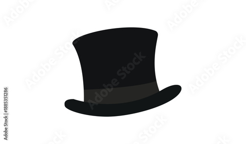 Black Top Hat with Grey Band for Formal or Magic Attire