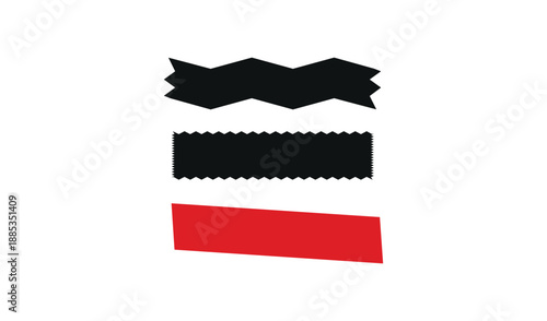 Graphic Elements: Jagged Edges, Sawtooth, and Solid Red Banner