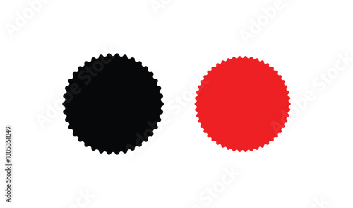 Tableau sur toile Two circular seals with scalloped edges, one solid black and one bright red