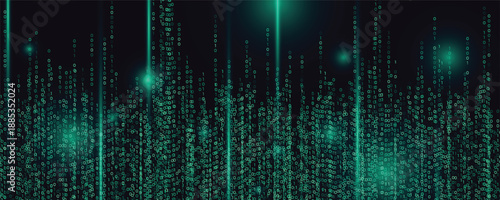 Cyber Security Background. Cyberspace Futuristic Pattern. Matrix Numbers Texture. AI Technology Protect Against Virus, Hackers, DDOS Attacks. Computer Abstract Concept. 