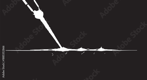 Abstract high-contrast diagonal line across a dark background with irregular interruption.