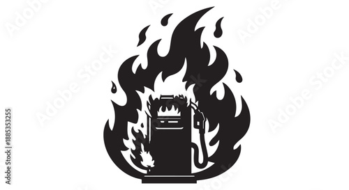 Icon of a book engulfed in flames with a crown emblem, styled as a dramatic vector illustration.