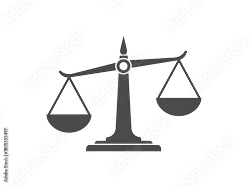 Balance scale icon representing justice and equality isolated on white background