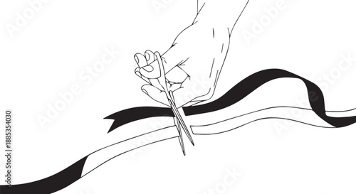 Hands Cutting Ribbon in a Ceremony Symbolizing Opening and Celebration.