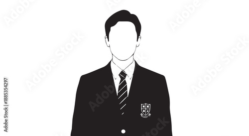 Professional silhouette of a man in a suit with a badge in formal business attire.