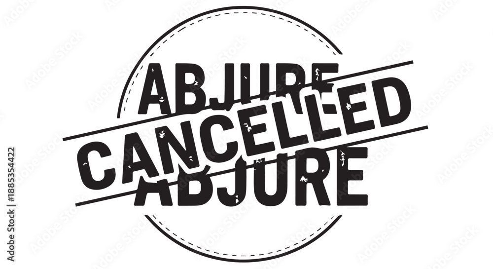 Fototapeta premium Circular cancelled stamp graphic with bold slanted text overlay forming a round badge design.