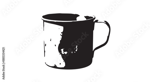 Minimalist high-contrast mug silhouette suitable for beverage themed design and advertising.
