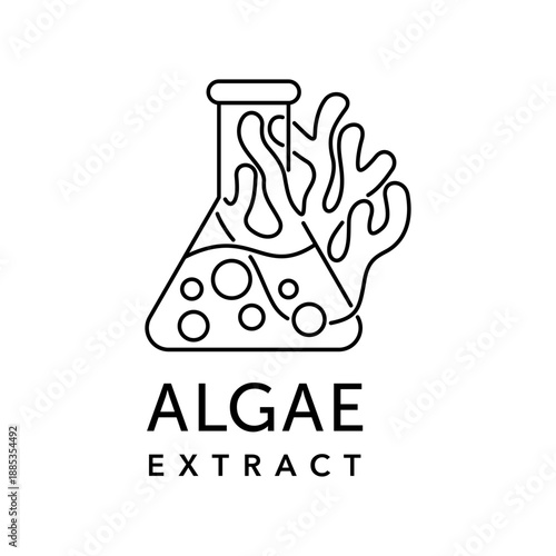 Algae extract ingredient emblem in thin line