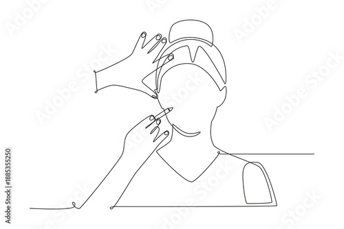 Women who are going to have plastic surgery. Plastic surgery concept one-line drawing