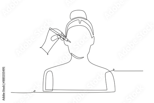 Women who are going to have plastic surgery. Plastic surgery concept one-line drawing