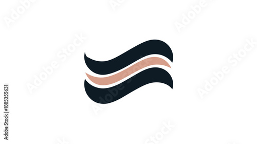 A minimalist logo featuring three layered, flowing shapes. The center layer is lighter in tone