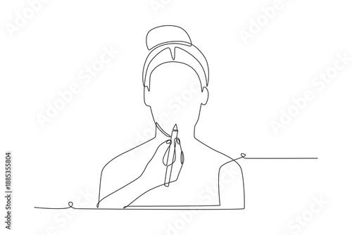 Women who are going to have plastic surgery. Plastic surgery concept one-line drawing