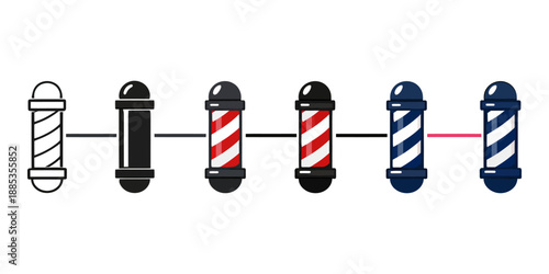 Barber pole icons set representing hair salon symbol