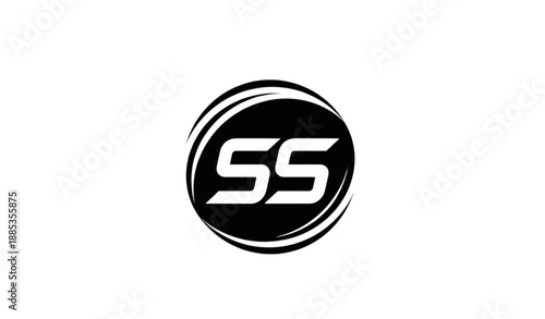 creative ss initial circular sports logo icon in monochrome style, prompt, a