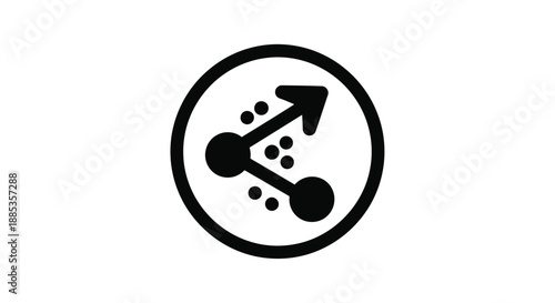 Black and white icon depicting two opposing arrows within a circular frame