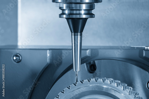 5 Axis CNC Milling Machine Cutting Metal Gear with Ball Nose End Mill