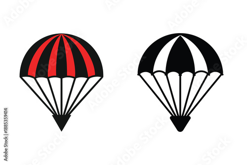 Parachute Line Art Silhouette Icon Skydiving and Air Sports Symbol