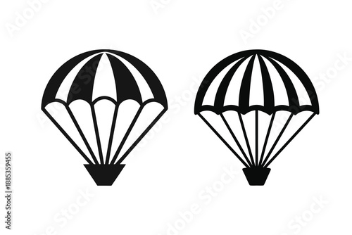 Parachute Line Art Silhouette Icon Skydiving and Air Sports Symbol