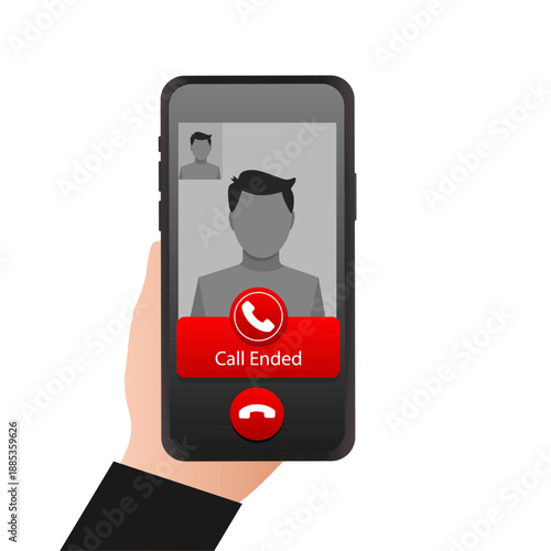 Call Ended on Smartphone Screen Flat Vector Illustration