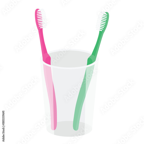 Toothbrushes in plastic holder