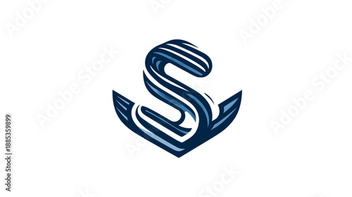 A stylized logo combining an anchor and the letter S. It features blue hues against a white background